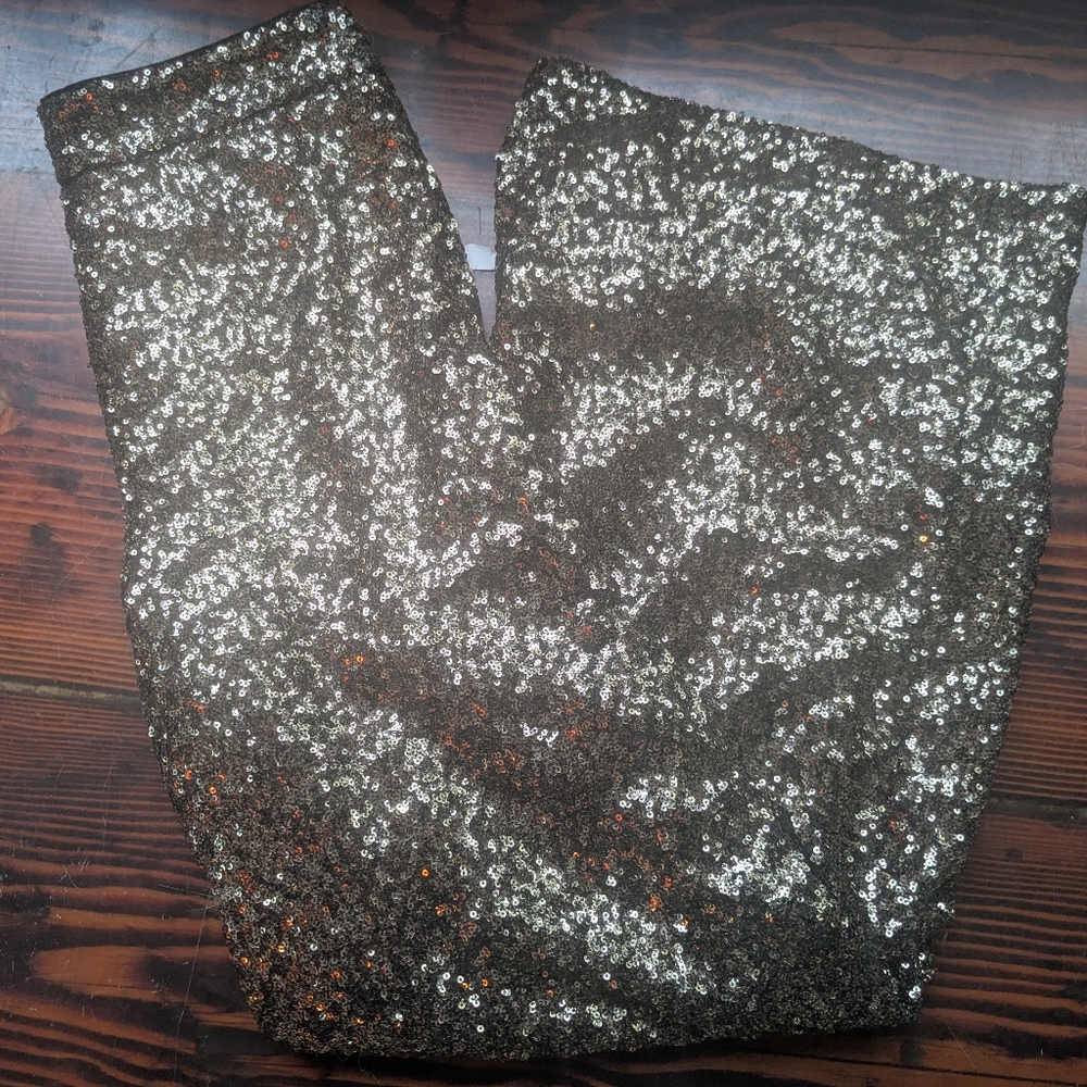 Banana Republic Gold Sequin Wide-Leg Trousers – Petite Small
